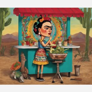 FRIDA KAHLO SELLING TACOS