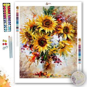 HAPPY SUNFLOWERS - Paint By Numbers Full Kit