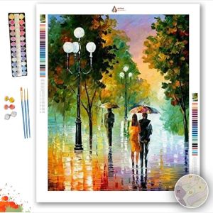EVENING STROLL UNDER THE RAIN - Paint by Numbers Full Kit