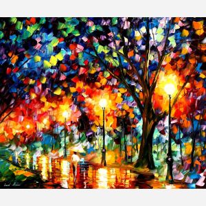 Leonid Afremov, oil on canvas, palette knife, buy original paintings, art, famous artist, biography, official page, online gallery, large artwork, impressionism, landscape, park, walk,