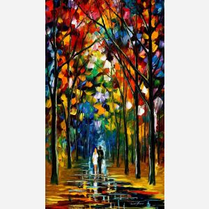 Leonid Afremov, oil on canvas, palette knife, buy original paintings, art, famous artist, biography, official page, online gallery, large artwork, impressionism, landscape, park, walk,