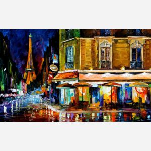 Leonid Afremov, paint, oil, impressionism, abstract, scape, outdoors, autumn, city, online gallery, canvas, buy original paintings, art, fine, famous artist, biography, official page, large artwork, room decor, European cities, balloon, France, town