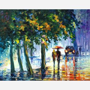 Leonid Afremov, oil on canvas, palette knife, buy original paintings, art, famous artist, biography, official page, online gallery, large artwork, impressionism, landscape, park, walk,