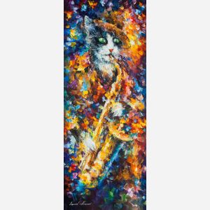 saxophone painting, cat playing saxophone, saxophone artwork, cat painting abstract, cat saxophone