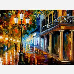 Leonid Afremov, oil on canvas, palette knife, buy original paintings, art,  famous artist, biography, official page, online gallery, scape,  outdoors, autumn, town, park, leaf, fall, European cities,  city, night, streets, rain, Israel, Jerusalem