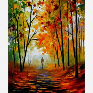 Leonid Afremov, oil on canvas, palette knife, buy original paintings, art, famous artist, biography, official page, online gallery, large artwork, fine, water, landscape, cityscape, fall alley, autumn scene, garden, night park, leaf, rain, walking people