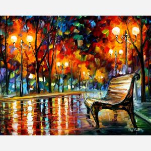 Leonid Afremov, oil on canvas, palette knife, buy original paintings, art, famous artist, biography, official page, online gallery, large artwork, impressionism, landscape, park, walk,