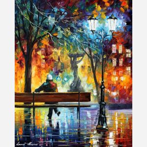 Leonid Afremov, oil on canvas, palette knife, buy original paintings, art, famous artist, biography, official page, online gallery, figures, forest, autumn, couple, umbrella, park, landscape, leaf, fall, walking, people, city, night, streets, rain, trees