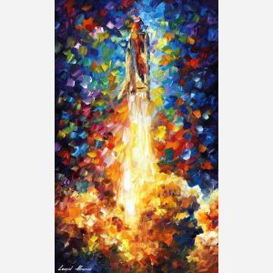 space shuttle art, space shuttle painting, space oil painting, space oil paintings