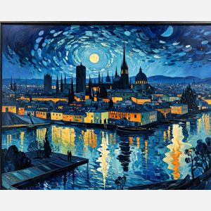 MOONLIT NIGHT OVER THE OLD TOWN