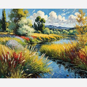 Wild Grasses Along the Sunlit Riverbank