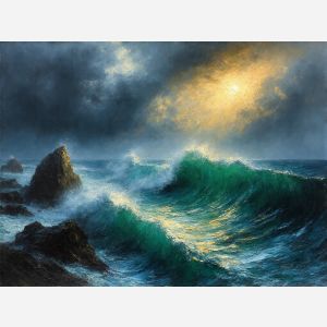 Golden Light on the Storm Wave