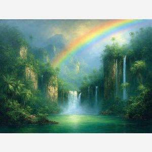 Rainbow Over the Hidden Jungle Falls