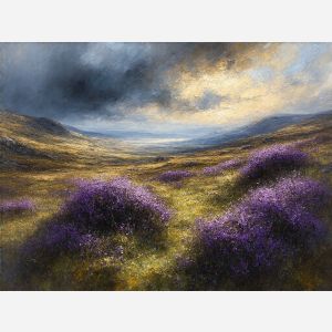 Heather Fields Under a Stormy Sky