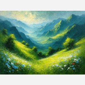 Wildflower Meadows in a Sunlit Valley