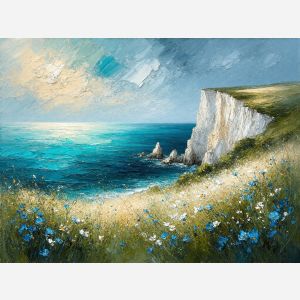 Wildflowers Above the Turquoise Sea Cliffs