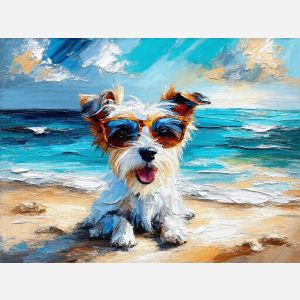 Summer Vacation Dog on the Shoreline
