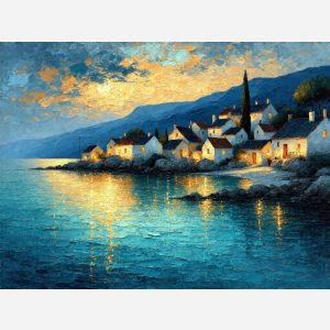Evening Lights in the Seaside Village