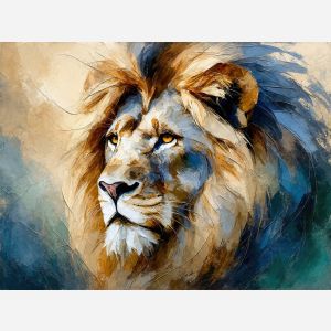 Golden-Maned Lion in a Painted Storm