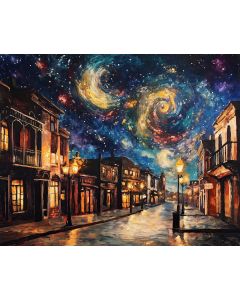 GASLAMP STREETS AGAINST THE UNIVERSE'S CANVAS