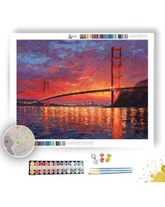 SUNSET OVER THE GOLDEN GATE - Paint by Numbers Full Kit