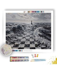 CHESSBOARD OCEAN B&W - Paint by Numbers Full Kit