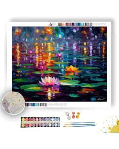 LOTUS UNDER RAINBOW LIGHT - Paint by Numbers Full Kit