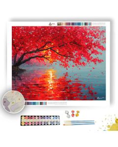 CRIMSON PETALS ON THE LAKE - Paint by Numbers Full Kit