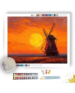 WINDMILL AT SUNSET - Paint by Numbers Full Kit