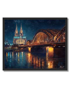 COLOGNE BRIDGE NIGHT - FRAMED