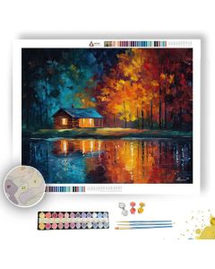 AUTUMN LAKE CABIN - Paint by Numbers Full Kit