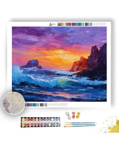 COASTAL SUNSET CLIFFS - Paint by Numbers Full Kit