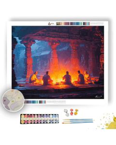 INDIAN TEMPLE FIRE - Paint by Numbers Full Kit