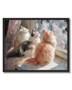 CATS BY THE WINDOW - FRAMED