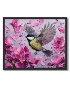BIRD IN BLOSSOM WIND - FRAMED