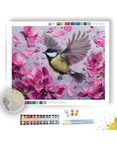 BIRD IN BLOSSOM WIND - Paint by Numbers Full Kit