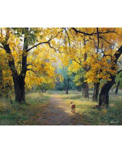 DOG IN AUTUMN PARK