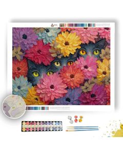 CATS AMONG FLOWERS - Paint by Numbers Full Kit