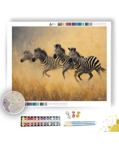 ZEBRAS IN MOTION - Paint by Numbers Full Kit