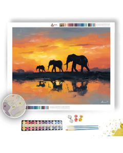 ELEPHANT TWILIGHT WALK - Paint by Numbers Full Kit
