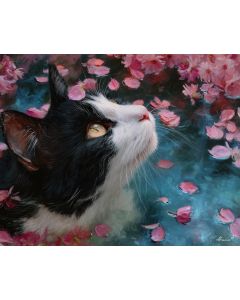 CAT UNDER BLOSSOMS