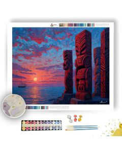 MAORI CARVINGS AT SUNSET - Paint by Numbers Full Kit