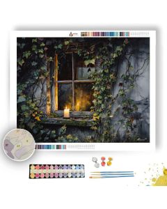 CANDLELIT WINDOW NIGHT - Paint by Numbers Full Kit