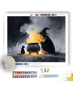 WITCH AND HER CAT - Paint by Numbers Full Kit