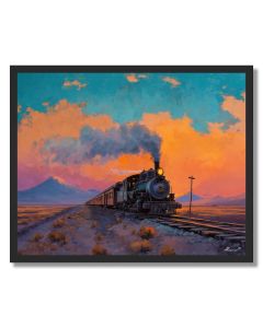 BOLIVIA TRAIN AT SUNSET - FRAMED
