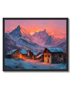 FRENCH ALP SUNSET - FRAMED