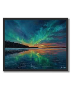 FINNISH LAKE AURORA - FRAMED