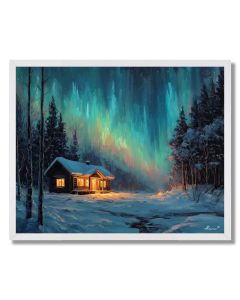 FINNISH CABIN NIGHT - FRAMED