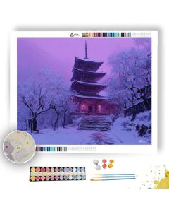 JAPANESE TEMPLE SNOW - Paint by Numbers Full Kit
