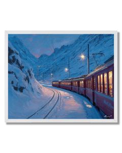 SWISS TRAIN IN SNOW - FRAMED